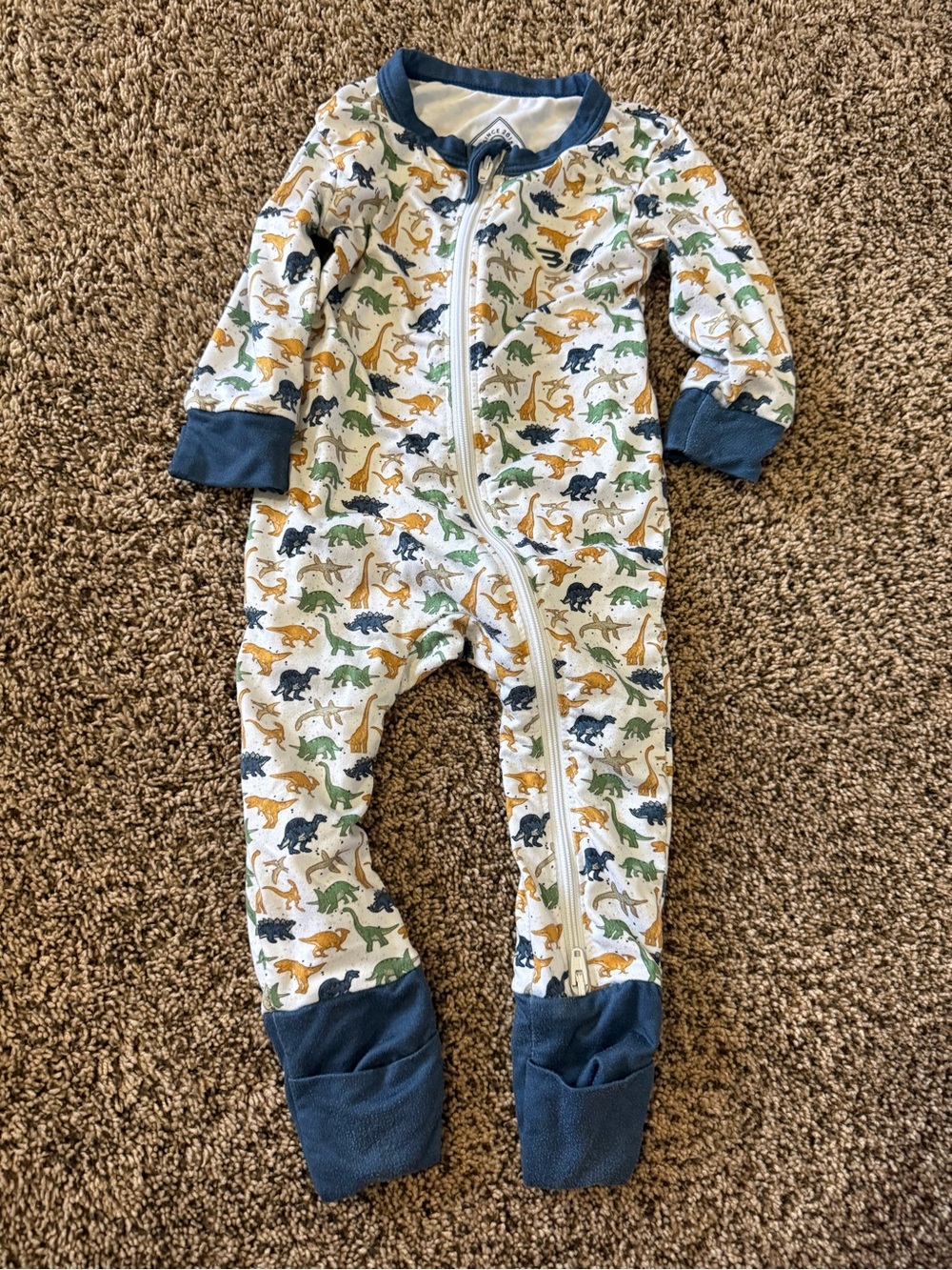 Burlebo dinosaur  3-6 months zip onesie
